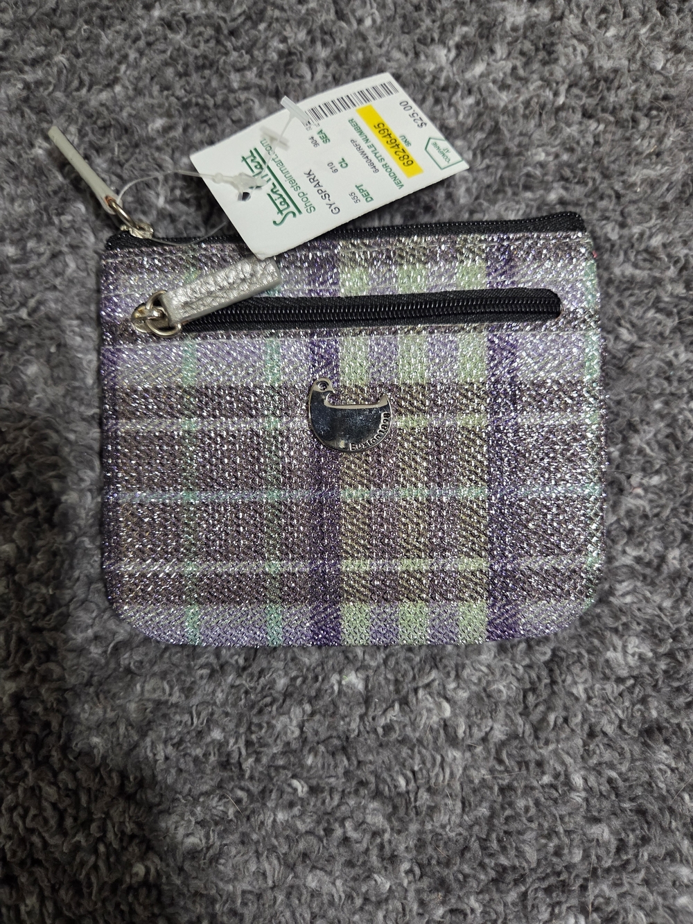 Buxton Glitter Plaid Wristlet Pouch - Purple & Light Green